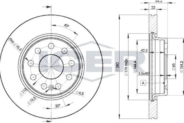 Fren Disk Ayna Ön Sağ ve Sol Audi A3 (8P1)(05.2003->)  AYD 50162