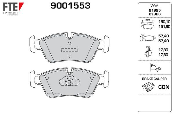 Fren Disk Balata Ön BMW 3 Serisi Sedan (E46)(1998->)  FTE 9001553