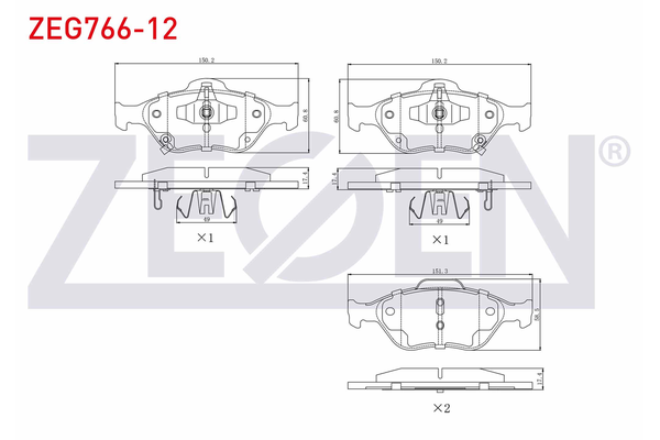 Fren Disk Balata Ön Toyota Yaris (XP13)(2017->)  ZEGEN ZEG766-12