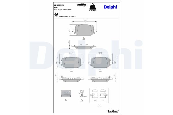 Fren Disk Balata Arka Nissan Qashqai (J12)(03.2021->)  DELPHI LP5095EV