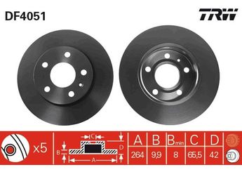 Fren Disk Ayna Arka Sağ ve Sol TRW DF4051  569109 5 69 109 90575113 9117772 95526658