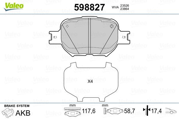 Fren Disk Balata Ön Toyota Corolla Combi SW (E12)(2002->)  VALEO 598827