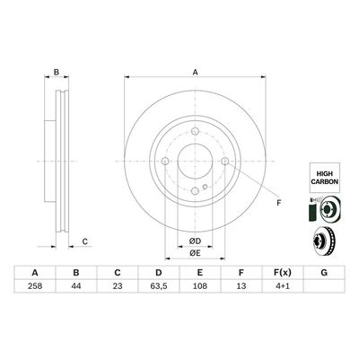 Fren Disk Ayna Ön Sağ ve Sol Ford KA+ (CDU)(2016->)  BOSCH 0 986 479 E80