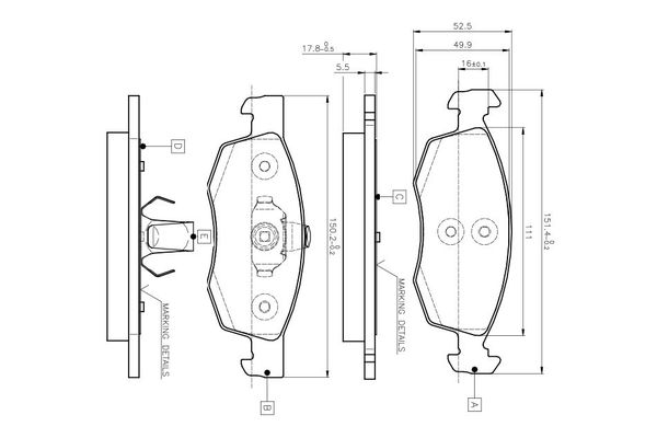 Fren Disk Balata Ön Fiat Doblo (119) Panorama (01.2001->)  BOSCH 0 986 TB2 541