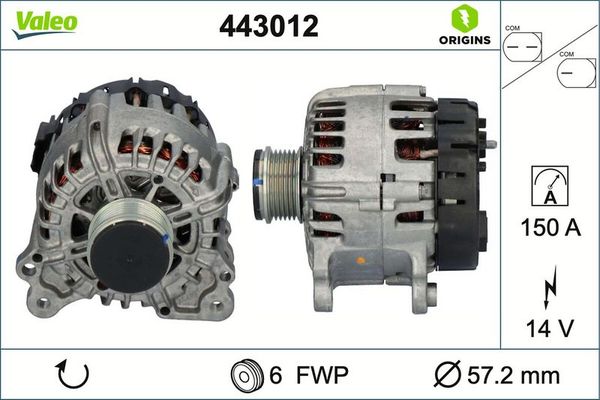 Alternatör  Audi Q5 (FYB)(10.2016->)  VALEO 443012