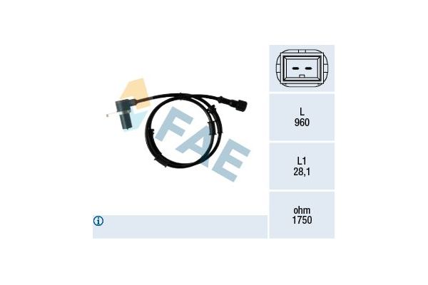 Abs Sensörü Ön Sağ veya Sol Volvo V40 S.Wagon [Combi] (09.1995->)  FAE 78350