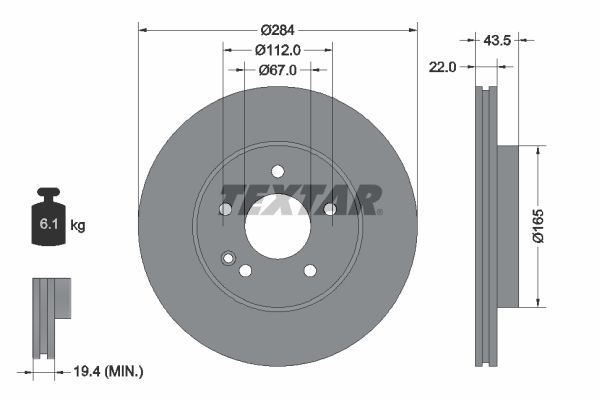 Fren Disk Ayna Ön Sağ ve Sol Mercedes C -Serisi Sedan (BM 202)(04.1993->)  TEXTAR 92059403