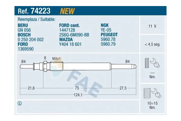 Isıtma Bujisi  Ford Focus C-MAX (CAP)(2003->2007)  FASE 11-406-003