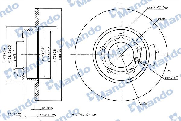 Fren Disk Ayna Ön Sağ ve Sol BMW 3 Serisi Compact (E36)(1994->)  MANDO MBC035355