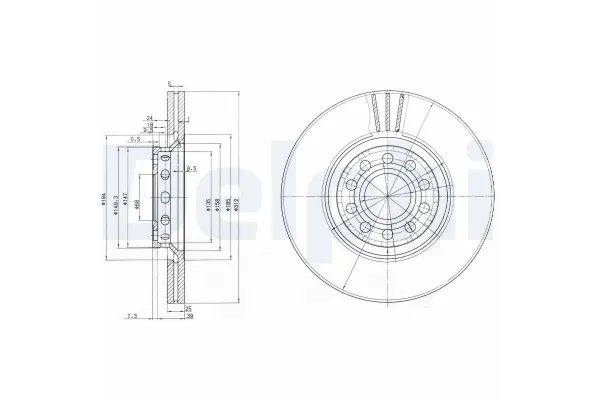 Fren Disk Ayna Ön Sağ ve Sol Audi A4 Sedan (8E)(04.2003->)  DELPHI BG3657