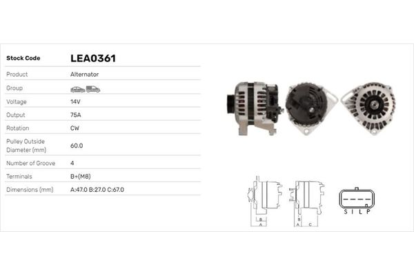 Alternatör  LUCAS ELEKTRIK LEA0361