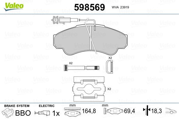 Fren Disk Balata Ön Peugeot Boxer (330/350) P.Van (H3) Aks:3700mm (2002->)  VALEO 598569