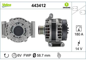 Alternatör  VALEO 443412  125811021 125811029 1609842580