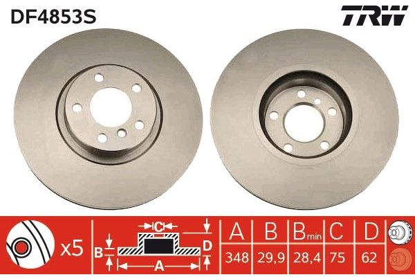 Fren Disk Ayna Ön Sağ ve Sol BMW X6 Serisi (E71/E72)(07.2008->)  TRW DF4853S