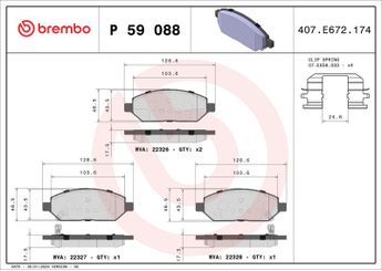 Fren Disk Balata Ön BREMBO P 59 088  1605324 1605313 42349235 42439338 95526463