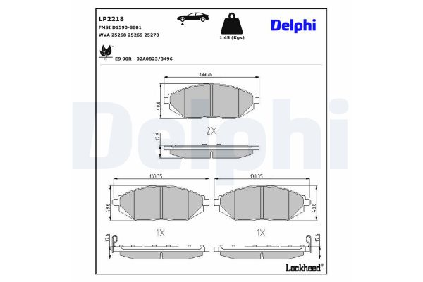 Fren Disk Balata Ön Chevrolet Spark (2009->)  DELPHI LP2218