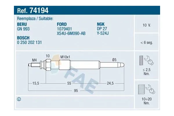 Isıtma Bujisi  Ford Mondeo 4/5 Kapı (CA2)(2007->)  ET1 EC726