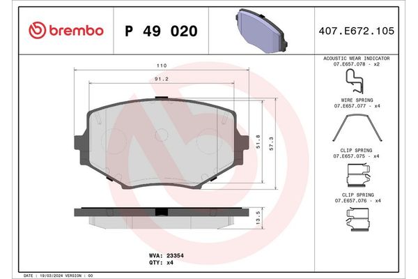 Fren Disk Balata Ön Mazda MX-5 (NA)(09.1989->)  BREMBO P 49 020