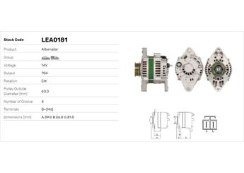 Alternatör  LUCAS ELEKTRIK LEA0181  LEA0181 LR165707 LR165-707 LR165707B LR165-707B LR165708 LR165-708 LR165708B LR165-708B LR165708C LR165-708C LR165708E LR165-708E LR170738 LR170-738 LR170738B LR170-738B LR170738C LR170-738C LR170738E LR170-738E LR170746 LR170-746 A005T00192 A005T03092 A005T03192 A005T04392 A005T04392A A005T04392B A005T04492A A005T04492B A5T00192 A5T03092 A5T03192 A5T04392 A5T04392A A5T04392B A5T04492A A5T04492B 231000E700 23100-0E700 231000E701 23100-0E701 231000E701EP 23100-0E701-EP 231000E705 23100-0E705 231000E706 23100-0E706 231000E706EP 23100-0E706-EP 231000E711 23100-0E711 231000E712 23100-0E712 231000E715 23100-0E715 231000E716 23100-0E716 231000E717 23100-0E717 2310050Y05 23100-50Y05 2310050Y06 23100-50Y06 2310050Y08 23100-50Y08 2310050Y09 23100-50Y09 2310050Y10 23100-50Y10 2310050Y18 23100-50Y18 2310050Y19 23100-50Y19 2310050Y50 23100-50Y50 2310077A00 23100-77A00 2310077A00EP 23100-77A00-EP 2310077A10 23100-77A10