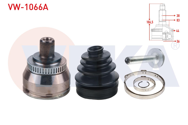 Aks Kafası Ön Dış Sağ veya Sol Seat Alhambra (7V9)(05.2000->)  VEKA VW-1066A