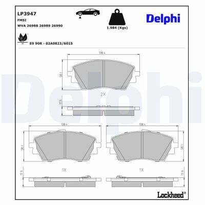 Fren Disk Balata Ön Hyundai Kona (SX2)(05.2023->)  DELPHI LP3947
