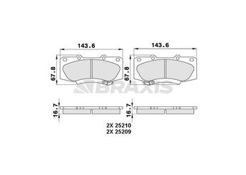 Fren Disk Balata Ön BRAXIS AA0277  44650K260 44650K330 44650K240 04465-0K240 044650K260 44650K320 04465-0K320 44650K340 044650K340