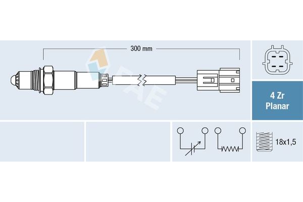 Oksijen (Lambda) Sensörü  Nissan Micra C+C (CK12E)(06.2005->)  FAE 77452