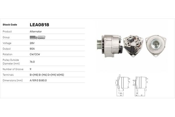 Alternatör  LUCAS ELEKTRIK LEA0818