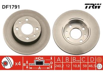 Fren Disk Ayna Ön Sağ ve Sol TRW DF1791  5961814 71738423