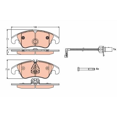 Fren Disk Balata Ön Audi A4 Allroad Quattro (8KH)(04.2009->)  TRW GDB1768