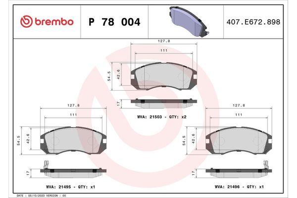 Fren Disk Balata Ön BREMBO P 78 004