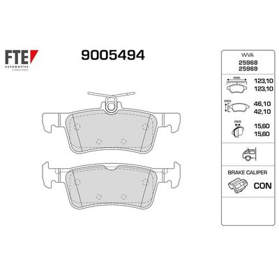 Fren Disk Balata Arka Peugeot 308 (07.2013->)  FTE 9005494