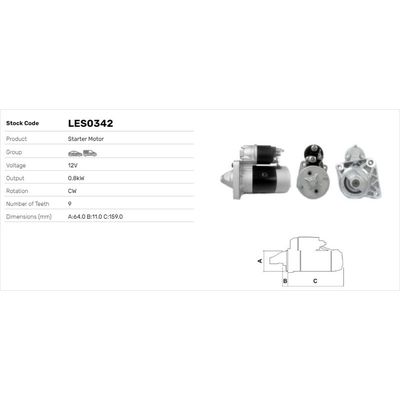 Marş Dinamosu  Fiat Punto (188) 3/5 Kapı (02.2002->)  LUCAS ELEKTRIK LES0342