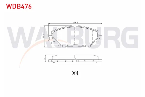 Fren Disk Balata Ön Toyota Urban Cruiser (NLP11/NSP11)(02.2009->)  WALBURG WDB476