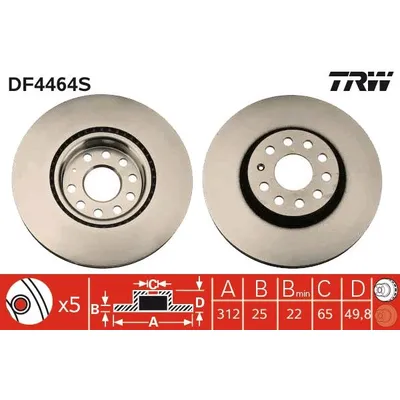 Fren Disk Ayna Ön Sağ ve Sol TRW DF4464S