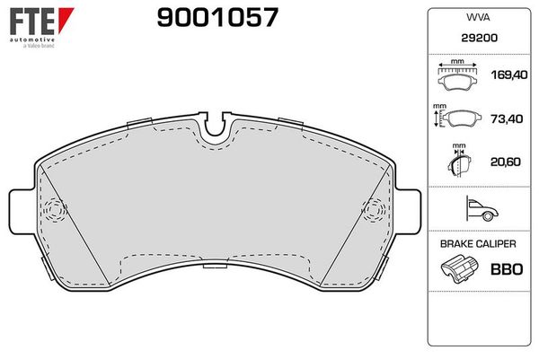 Fren Disk Balata Ön Mercedes eSprinter III P.Van FWD (910)(03.2020->01.2024)  FTE 9001057