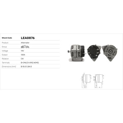 Alternatör  LUCAS ELEKTRIK LEA0876