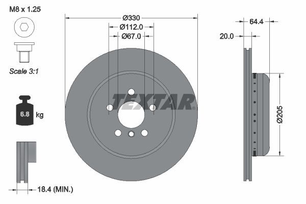 Fren Disk Ayna Arka Sol BMW 3 Serisi Touring (G21N)(07.2022->)  WALBURG WBD1654D