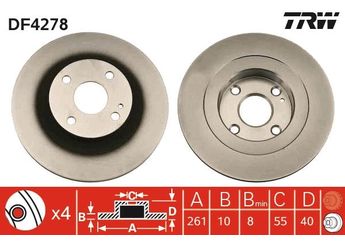 Fren Disk Ayna Arka Sağ ve Sol TRW DF4278  BJ3Y26251 B26Y26251L1 B26Y26251 B26Y-26-251 BJ3Y-26-251