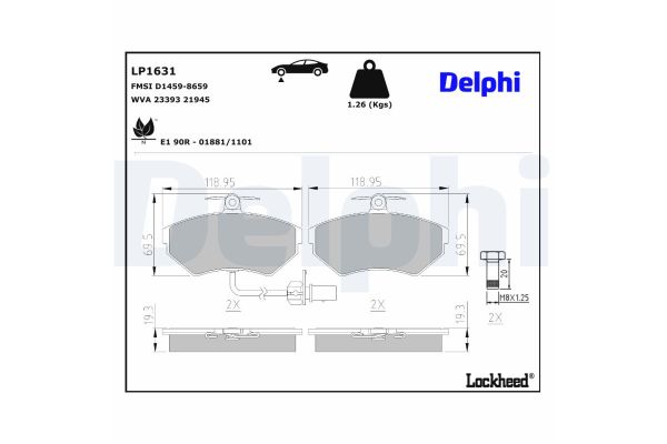 Fren Disk Balata Ön Audi A4 Avant (8E)(11.2004->)  DELPHI LP1631