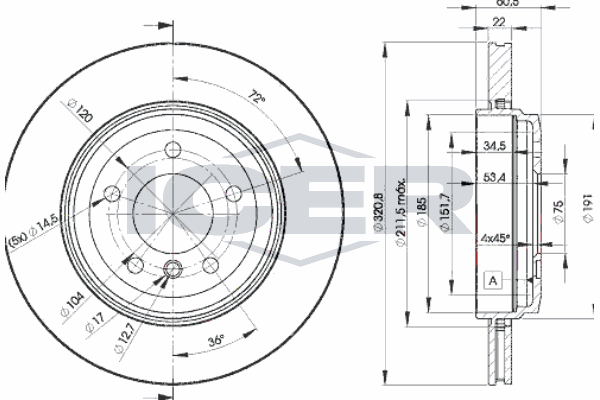 Fren Disk Ayna Arka Sağ ve Sol BMW 3 Serisi Sedan (E46)(1998->)  AYD 51315