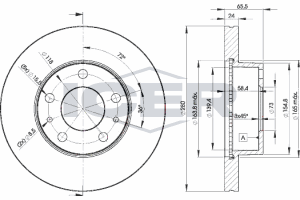 Fren Disk Ayna Ön Sağ ve Sol Fiat Ducato Kamyonet 30 (290)(04.2014->)  FIAT ORJINAL 51848618