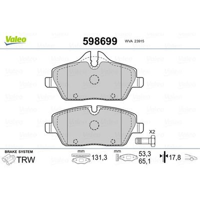 Fren Disk Balata Ön MINI Clubvan (R55)(2012->2015)  VALEO 598699