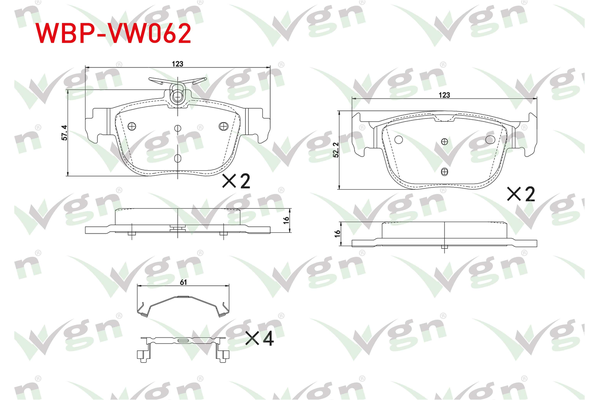 Fren Disk Balata Arka Volkswagen Caddy (SBB/SBJ)(09.2020->)  WGN WBP-VW062