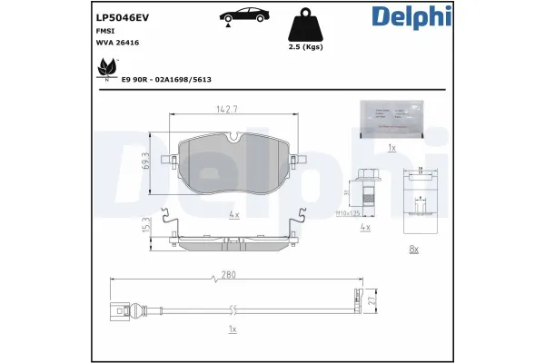 Fren Disk Balata Ön Skoda Enyaq Coupé (5AC)(01.2022->)  DELPHI LP5046EV