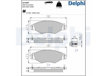 Fren Disk Balata Ön DELPHI LP1699  LP1699 1609252980 1617254880 425212 4252.12 425228 4252.28 425230 4252.30 425302 4253.02 425303 4253.03 425320 4253.20 425494 4254.94 E172131 E172562