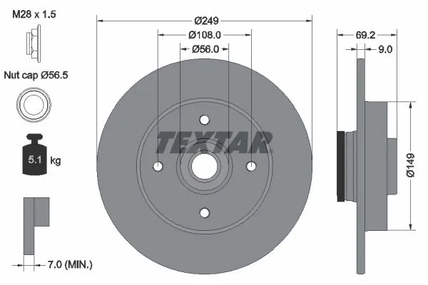 Fren Disk Ayna Arka Sağ ve Sol Citroen C3 Picasso (12.2008->)  BOSCH 0 986 479 275