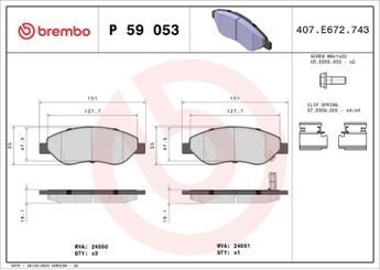 Fren Disk Balata Ön BREMBO P 59 053  93192895 93189822 1605228 1605355 93169176