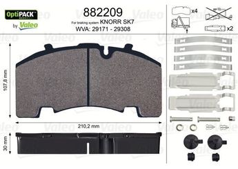 Fren Disk Balata Arka VALEO 882209  509290060 980106440 0509290060 0980106440 980106950 K011471K50 K015947 MDP3171K
