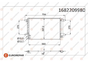 Klima Radyatörü  EUROREPAR 1682209980  1682209980 5C0820411 5C0820411E 5C0820411F 5C0820411G 5C0820411K